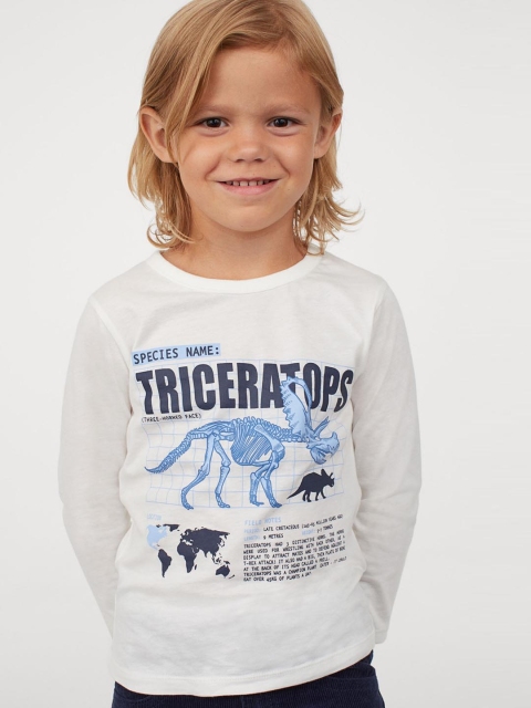 

H&M Boys White & Blue Printed Jersey Top
