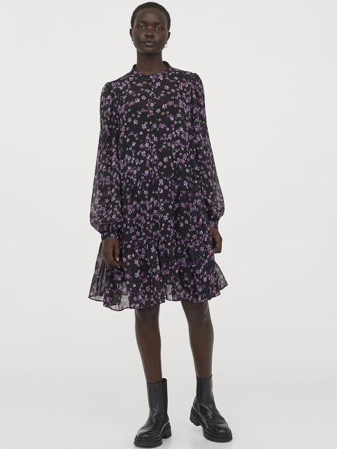 

H&M Women Black Chiffon Dress
