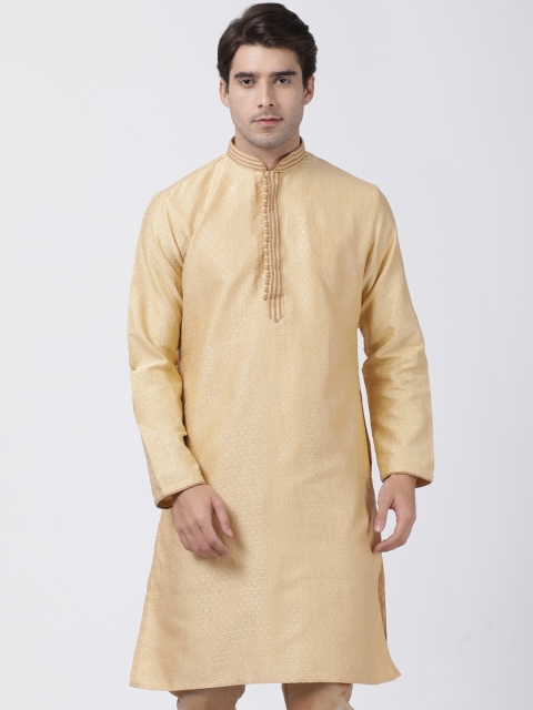 

VASTRAMAY Men Beige Solid Straight Kurta