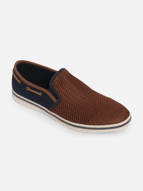 

ALDO Men Camel Brown & Navy Blue Colourblocked Slip-On Sneakers