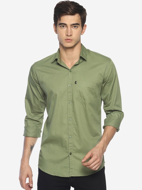 

LEVIZO Men Green Premium Regular Fit Solid Casual Shirt