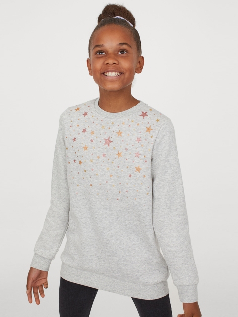 

H&M Girls Grey Printed Sweatshirt