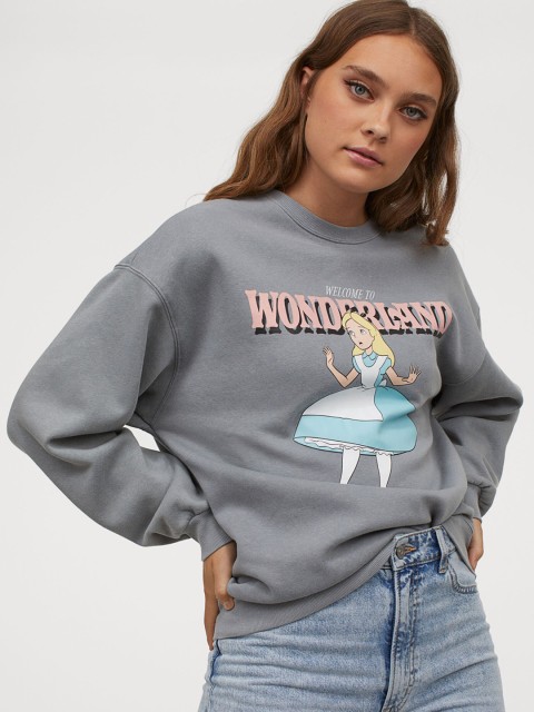 

H&M Women Grey Printed Sweatshirt