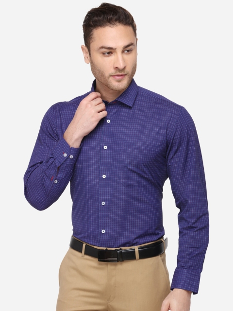 

Greenfibre Men Navy Blue Regular Fit Checked Casual Shirt