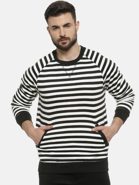 

Campus Sutra Men Black & White Striped Sweatshirt