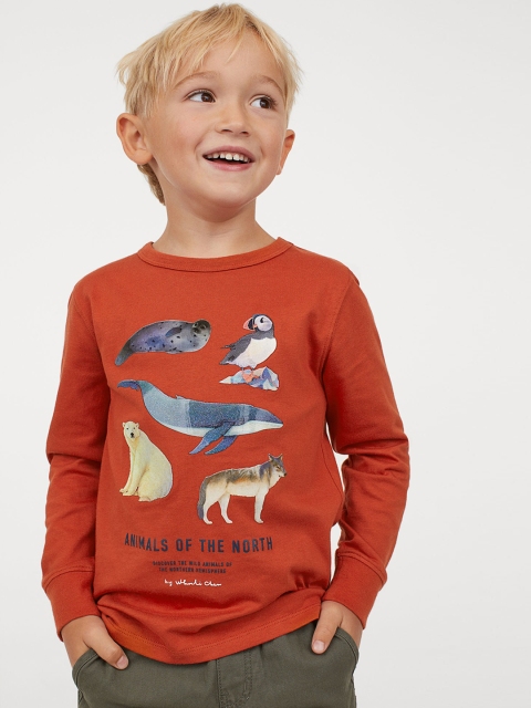 

H&M Boys Orange Printed Jersey Top