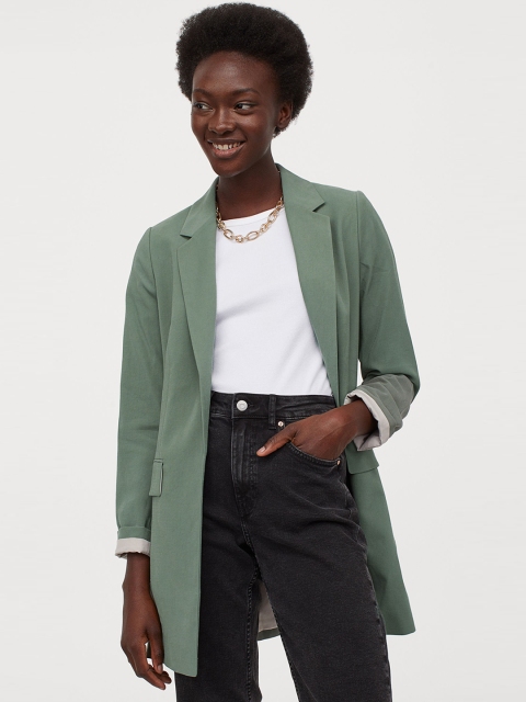 

H&M Women Green Long Jacket