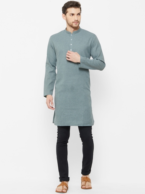 

irin Men Grey Solid Straight Kurta
