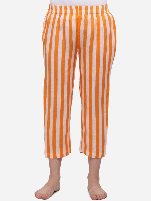 

Smarty Pants Women Orange & White Striped Lounge Pants