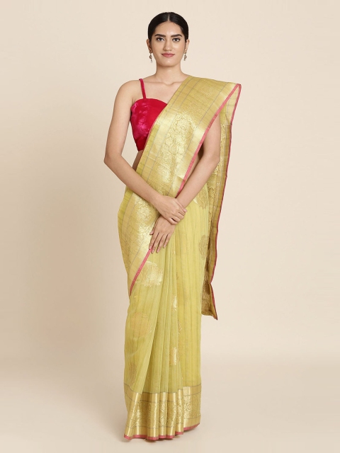 

Koskii Green & Gold-Coloured Art Silk Woven Design Saree