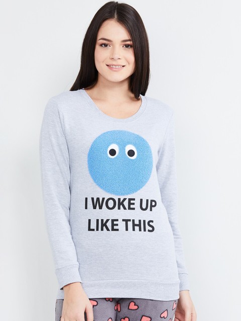 

max Women Grey Printed Lounge Tshirt