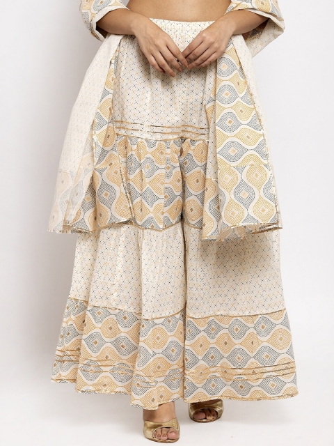 

Clora Creation Women Mustard & Beige Printed Flared Palazzos