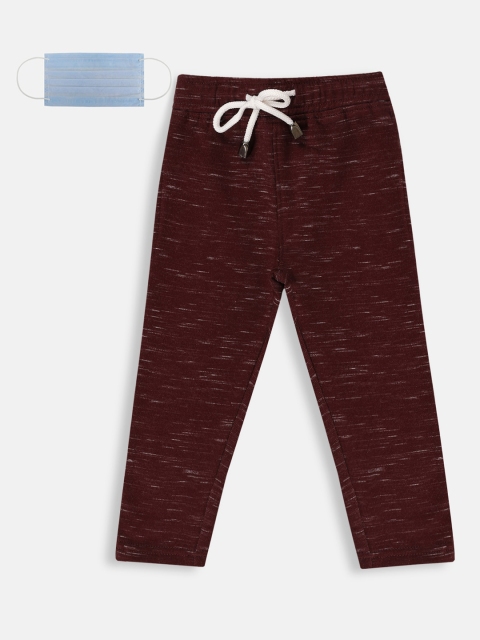 

Lil Tomatoes Boys Maroon Solid Straight-Fit Track Pants