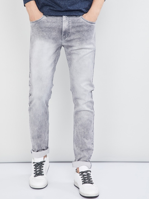 

max Men Grey Skinny Fit Mid-Rise Clean Look Stretchable Jeans