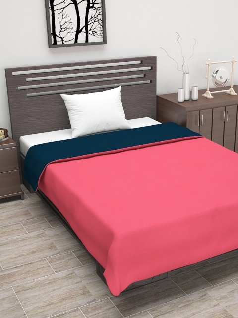 

Divine Casa Pink & Blue Solid AC Room 110 GSM Reversible Single Bed Dohar