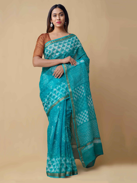 

Unnati Silks Blue Pure Cotton Printed Kota Saree