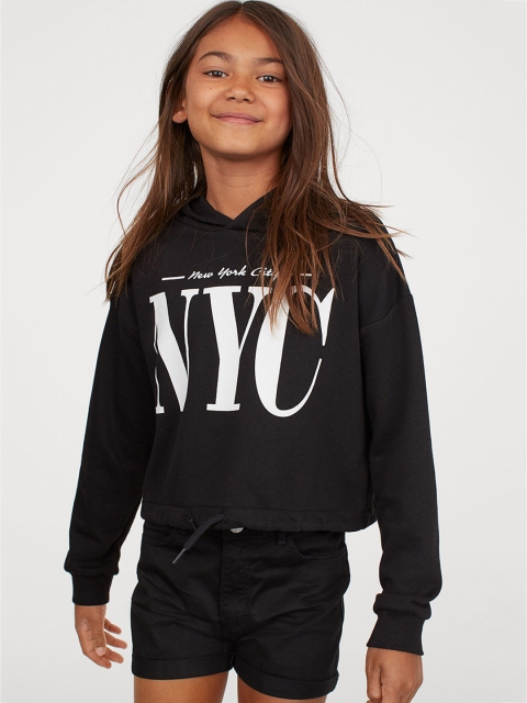 

H&M Girls Black Boxy Hoodie