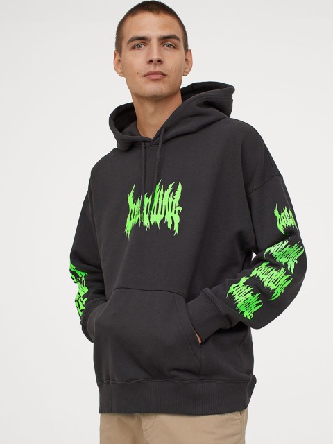 

H&M Men Black Oversized Hoodie