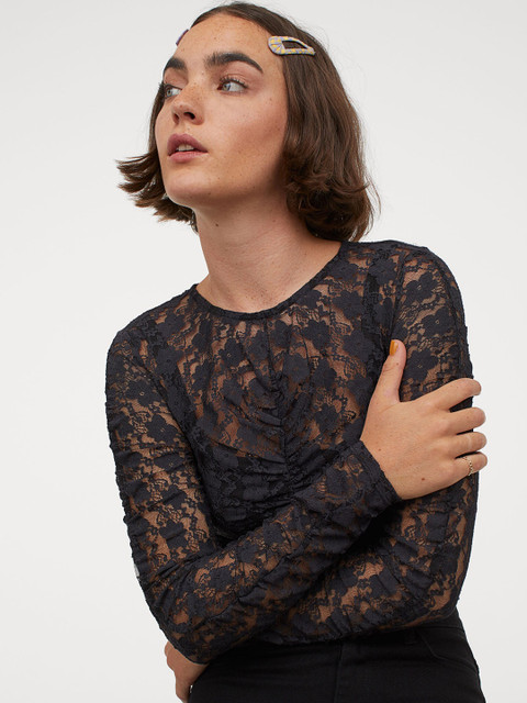 

H&M Women Black Draped Lace Body