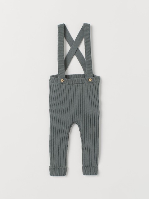 

Rib-knit dungarees, Green
