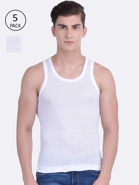 

Force NXT Men Pack Of 5 White Solid Innerwear Vests MNFF-144-PO5