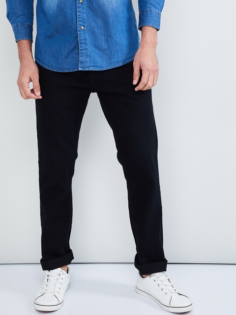 max Men Black Regular Fit Mid-Rise Clean Look Stretchable Jeans