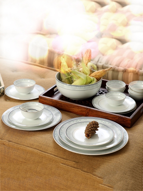 

Hitkari Off-White Printed Porcelain 33 Pieces Dinner Set