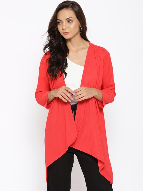 

Purple Feather Women Coral Solid Open Front Shrug