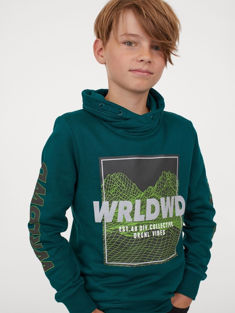

H&M Boys Green Funnel-Collar Sweatshirt