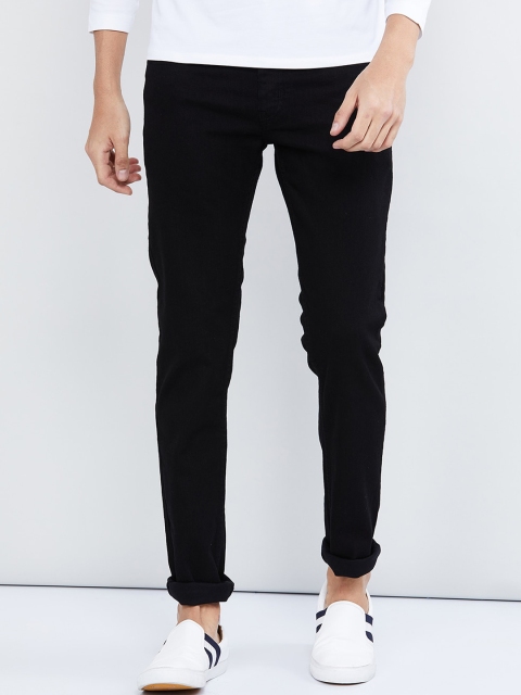 

max Men Black Skinny Fit Mid-Rise Clean Look Stretchable Jeans
