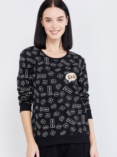 

max Women Black Printed Lounge Tshirt