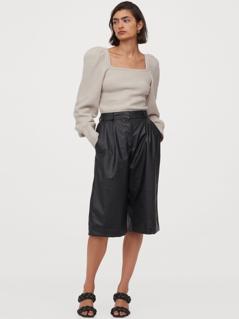 

H&M Women Beige Puff-Sleeved Jumper