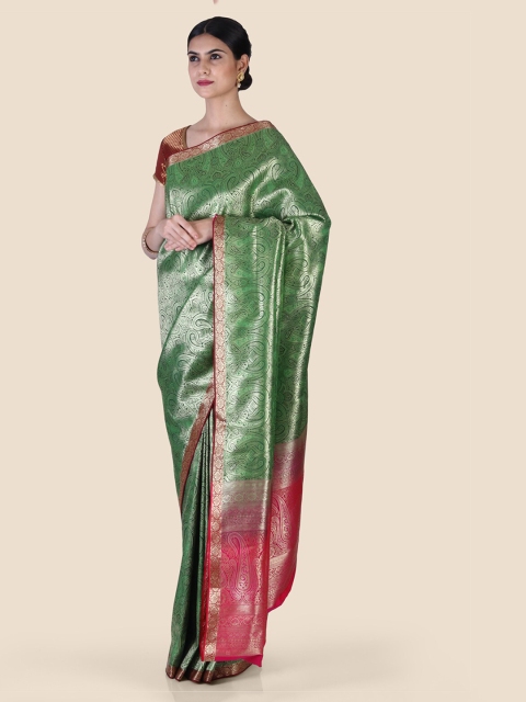 

Hastakala Green & Pink Silk Blend Woven Design Kanjeevaram Saree