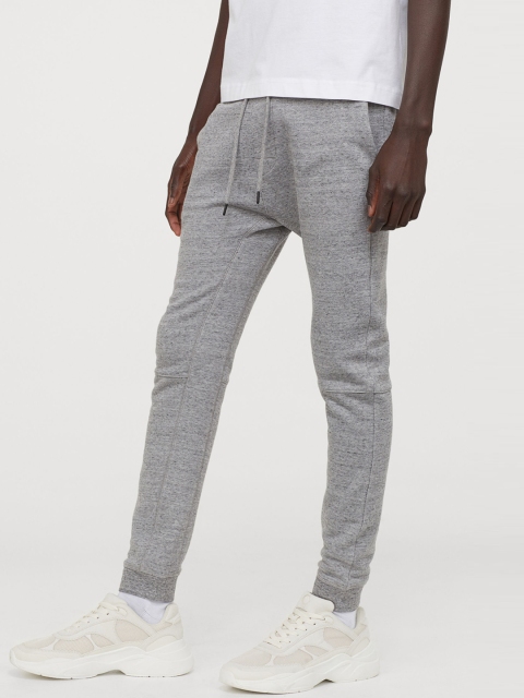 

H&M Men Grey Solid Sweatpants Tapered Fit