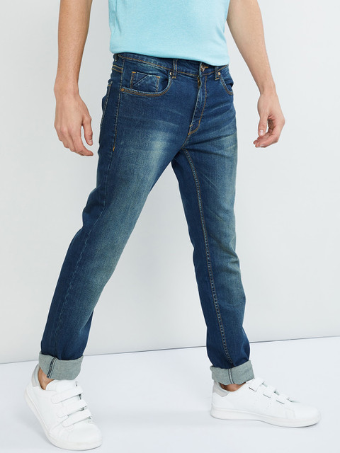 

max Men Blue Skinny Fit Mid-Rise Clean Look Stretchable Jeans
