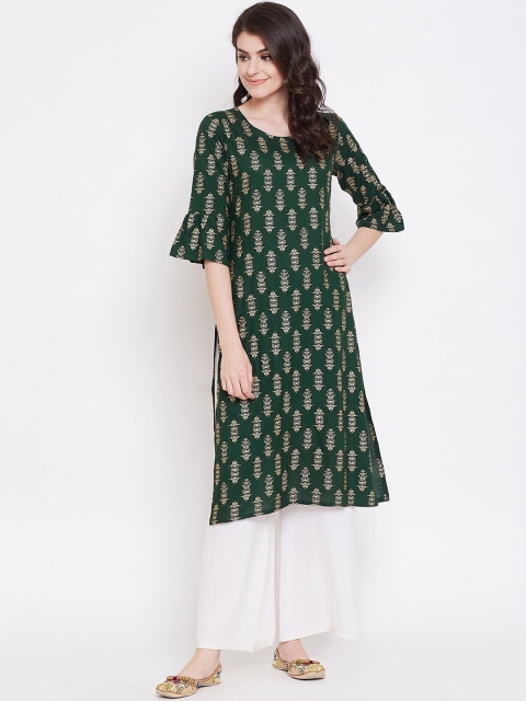 

Desi Rang Women Green Printed A-Line Kurta