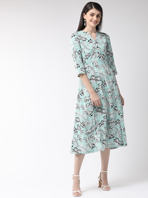 

plusS Women Sea Green Printed Wrap Dress