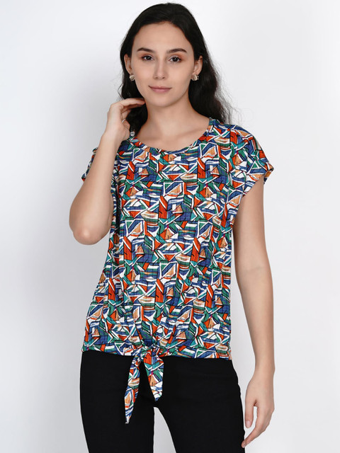 

Deal Jeans Women Blue & Red Printed Top