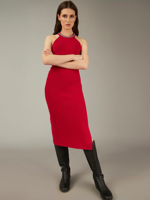 

COVER STORY by KARL LAGERFELD Women Red Solid Bodycon Dress