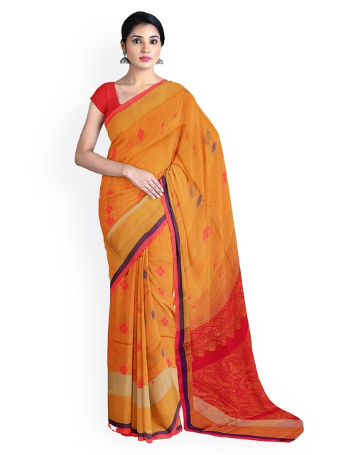 

APCO Orange Woven Design Handloom Silk Cotton Sustainable Saree