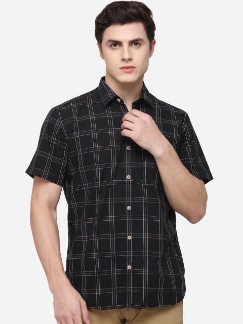 

JADE BLUE Men Black & White Tailored Fit Checked Casual Shirt