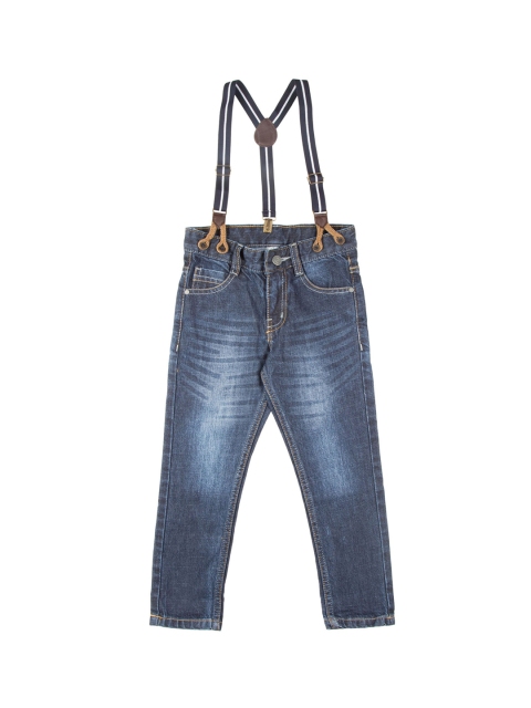 

Cherokee Boys Blue Slim Fit Mid-Rise Clean Look Jeans with Suspenders