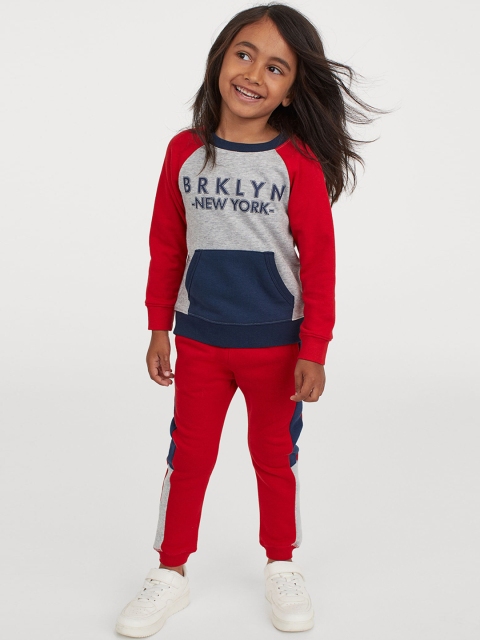 

H&M Girls Red & Blue Solid Joggers