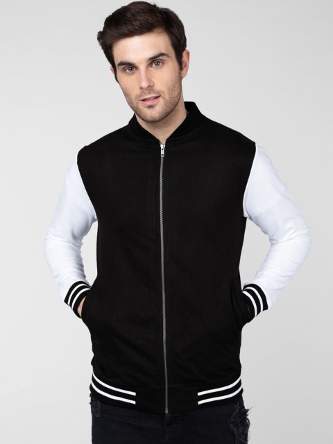 

Bewakoof Men Black Solid Fleece Bomber