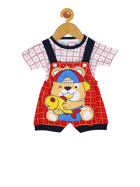 

ICABLE Boys Red & Yellow Checked T-shirt with Dungarees