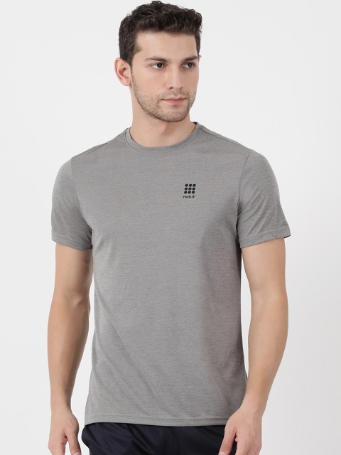 rock.it Men Grey Solid Round Neck T-shirt