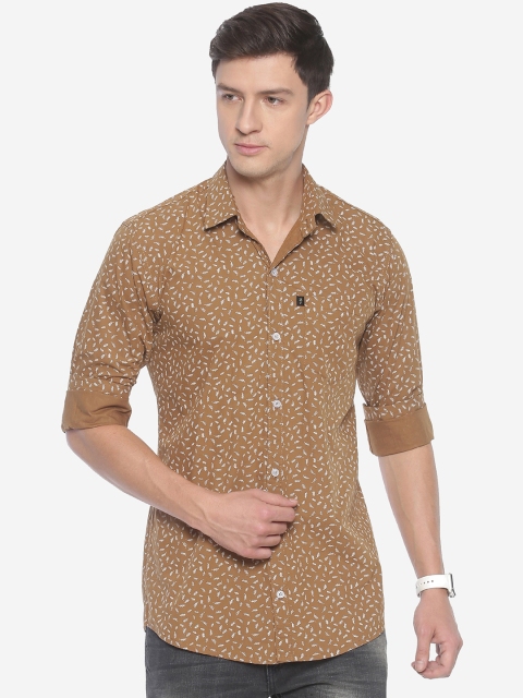 

LEVIZO Men Brown & White Slim Fit Floral Print Casual Shirt