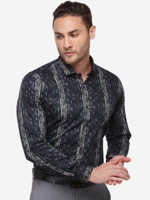 

JB STUDIO Men Black & Green Slim Fit Printed Casual Shirt