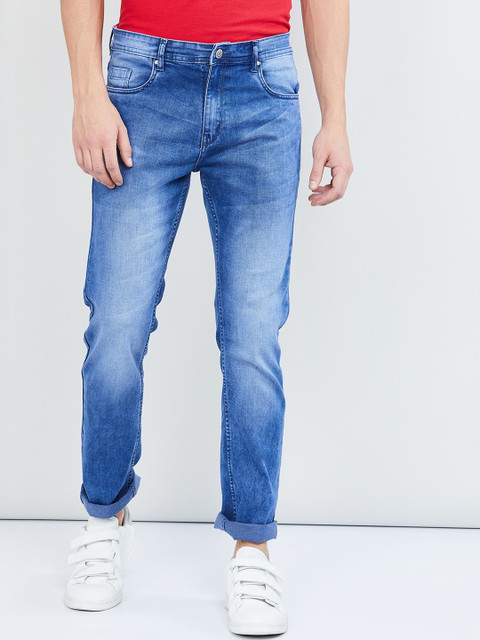 

max Men Blue Slim Fit Mid-Rise Clean Look Stretchable Jeans