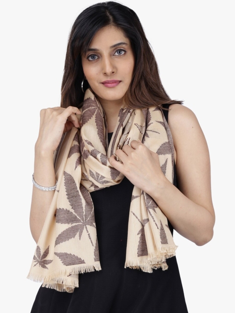 

Scarves & Glitters Women Beige & Brown Tropical Print Scarf